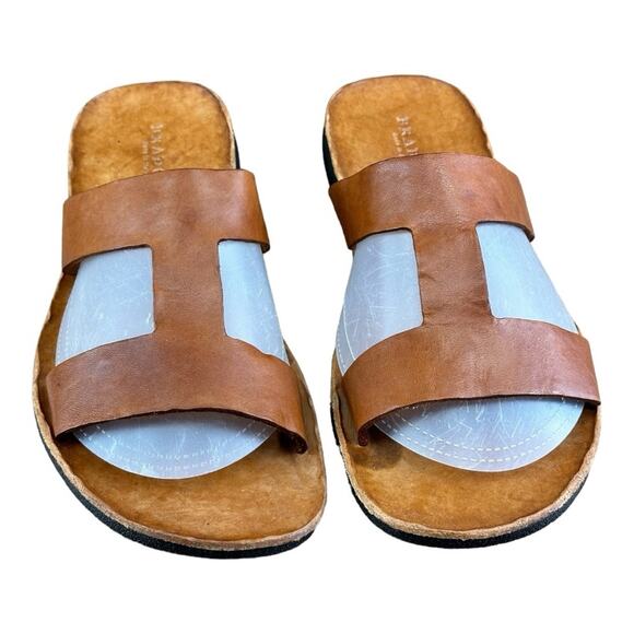 Brador Sandals Men Brown Genuine Leather Slip on Shoes Italy Size 8.5-9|… - Picture 2 of 7